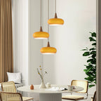 Wood and Metal Dome Pendant Light with Smooth Gloss Shade