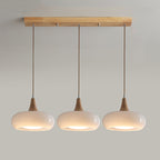 Wood and Metal Dome Pendant Light with Smooth Gloss Shade