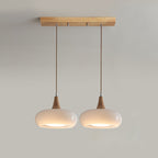 Wood and Metal Dome Pendant Light with Smooth Gloss Shade