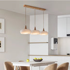 Wood and Metal Dome Pendant Light with Smooth Gloss Shade