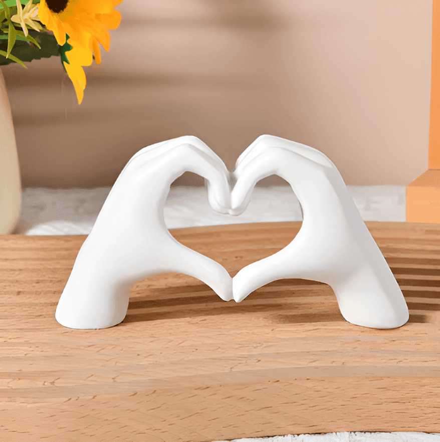Heart Hands Sculpture Resin Decorative Figurine Love Heart Hand Statue Modern Home Decor Accent for Shelf Table and Bedroom