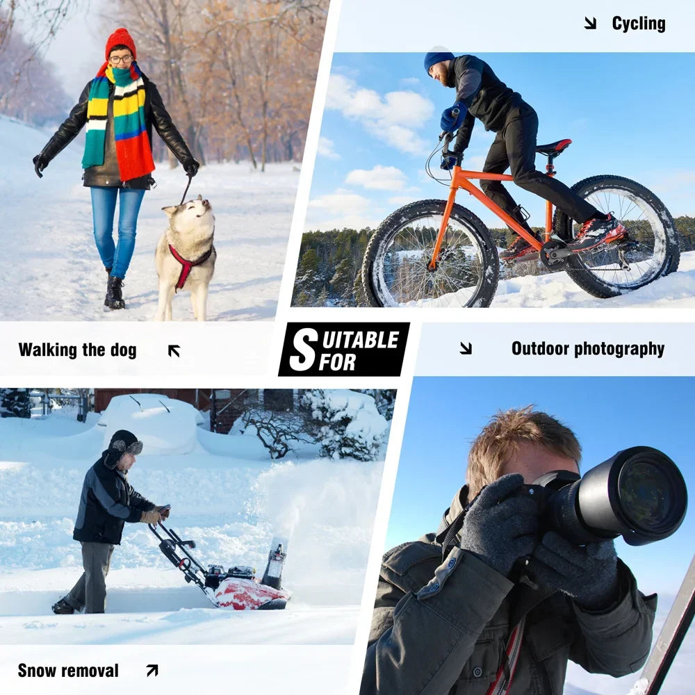 Heated Gloves Rechargeable Battery Powered Waterproof Windproof Touchscreen Winter Gloves for Skiing Cycling and Outdoor