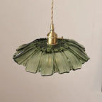 Retro Glass Flower Pendant Light with Brass Finish