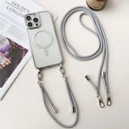 iPhone Crossbody Phone Case with Adjustable Lanyard Strap Compatible with MagSafe Clear Electroplated Cover