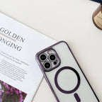 iPhone Crossbody Phone Case with Adjustable Lanyard Strap Compatible with MagSafe Clear Electroplated Cover