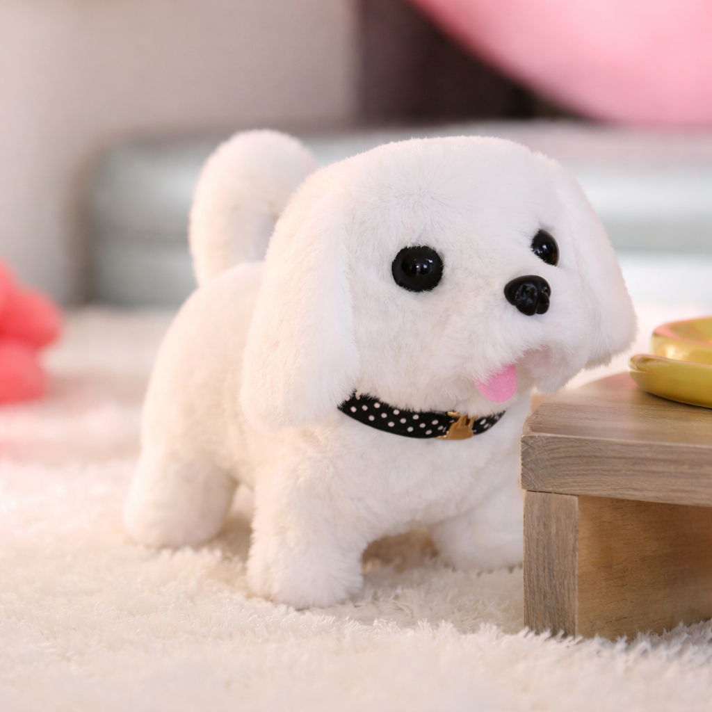 Interactive Robot Puppy Plush Toy Walking Barking Sitting Electronic Dog with Tail Wagging Sound and Touch Activated for Kids