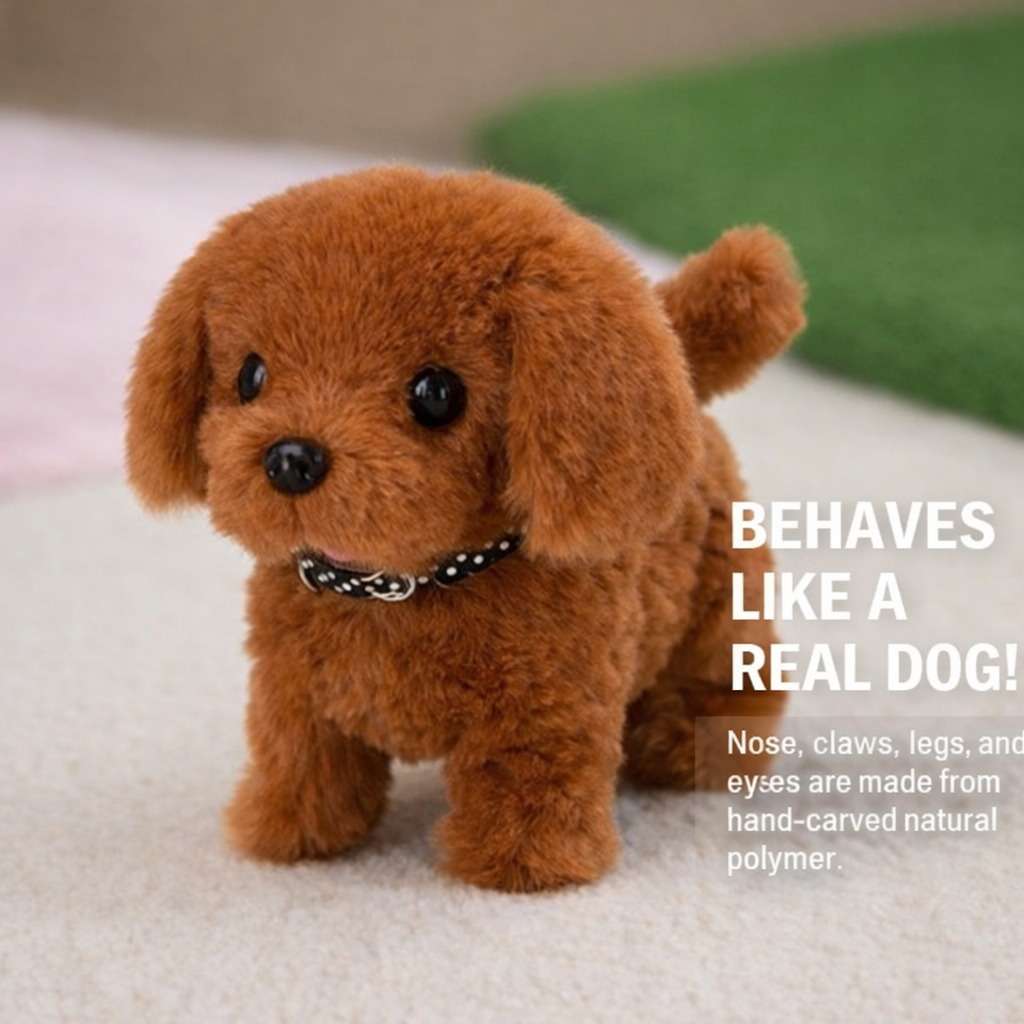 Interactive Robot Puppy Plush Toy Walking Barking Sitting Electronic Dog with Tail Wagging Sound and Touch Activated for Kids