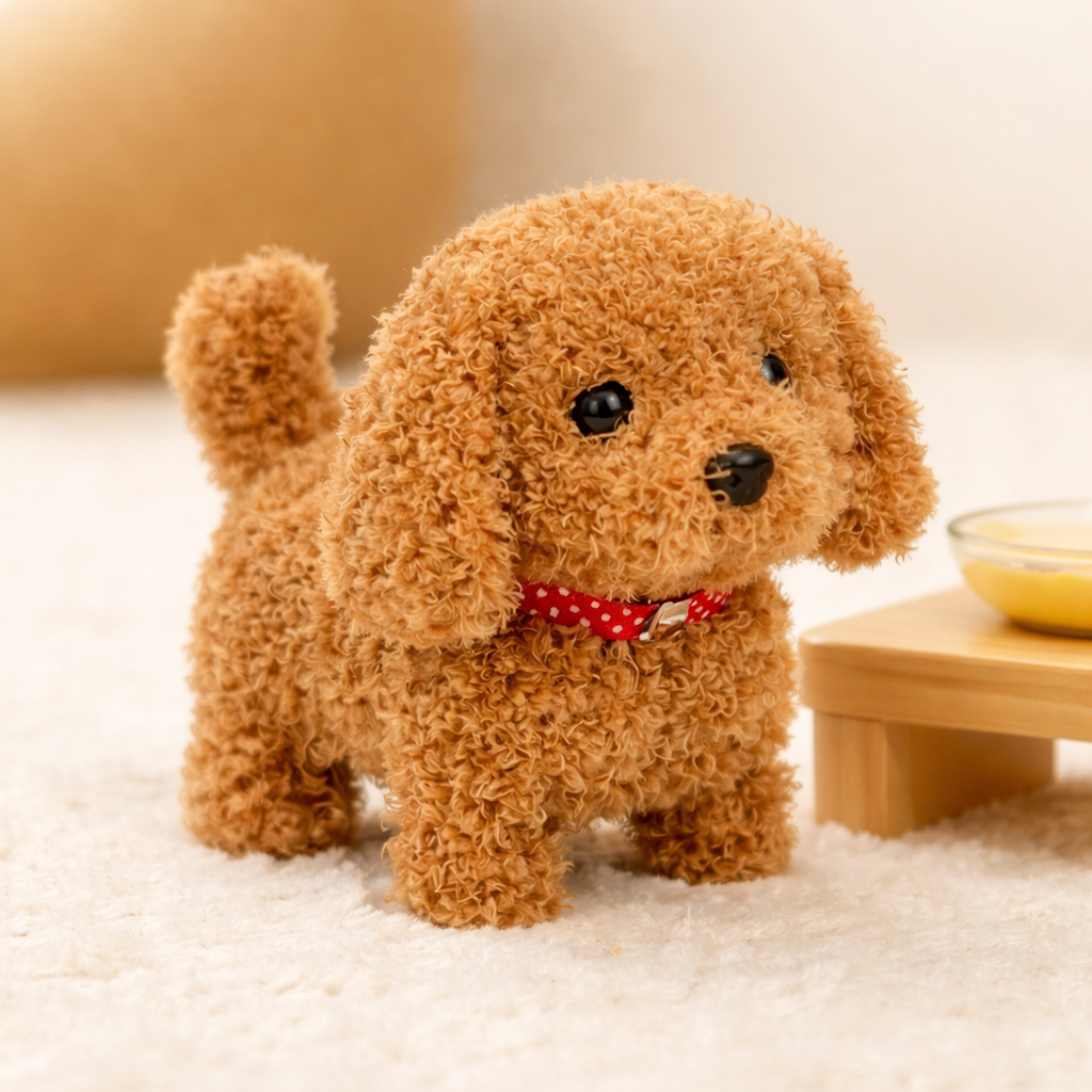 Interactive Robot Puppy Plush Toy Walking Barking Sitting Electronic Dog with Tail Wagging Sound and Touch Activated for Kids