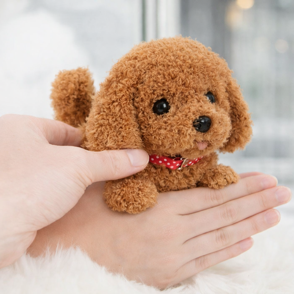 Interactive Robot Puppy Plush Toy Walking Barking Sitting Electronic Dog with Tail Wagging Sound and Touch Activated for Kids