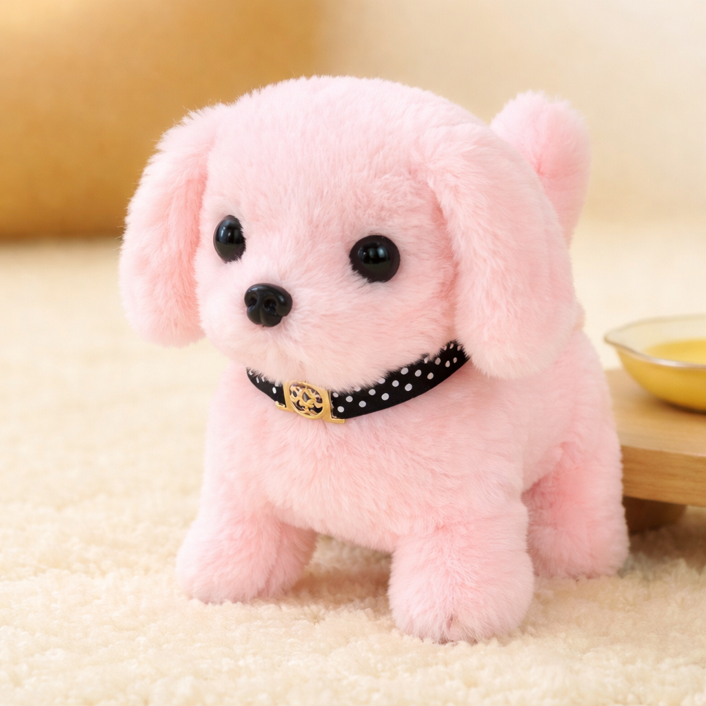 Interactive Robot Puppy Plush Toy Walking Barking Sitting Electronic Dog with Tail Wagging Sound and Touch Activated for Kids