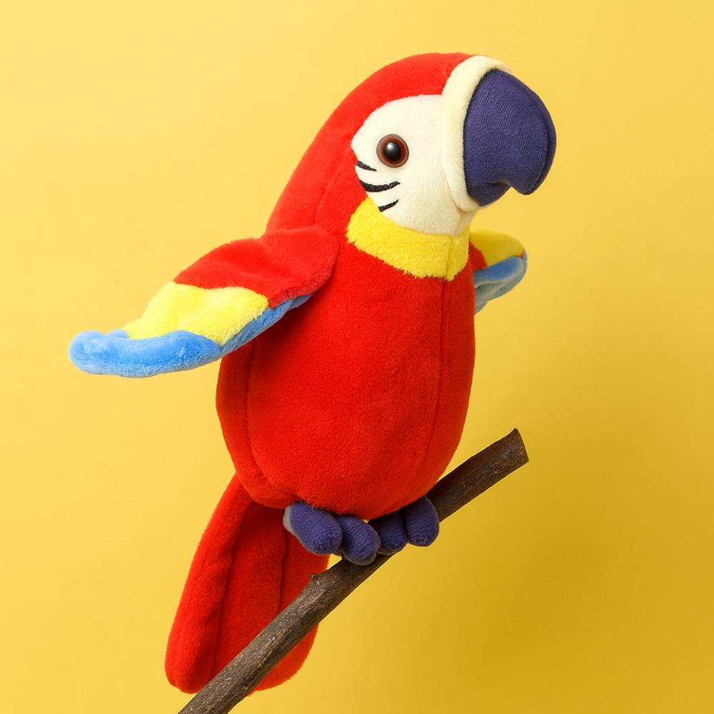 Interactive Talking Parrot Plush Toy Voice Repeat Stuffed Animal Speech Learning Toy for Kids Battery Operated