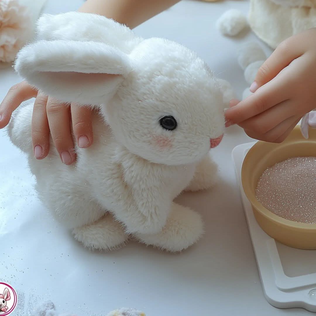 Interactive Plush Bunny Toy with Realistic Movements and Sounds Soft Electronic Hopping Rabbit Stuffed Animal for Kids