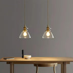 Clear Glass Globe Pendant Light with Brass Socket and Twisted Cord