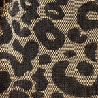 Leopard Print Woven Canvas Tote Bag with Chain Detail and Faux Leather Straps