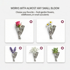 Wearable Mini Flower Vase Brooch with Polished Bouquet Design