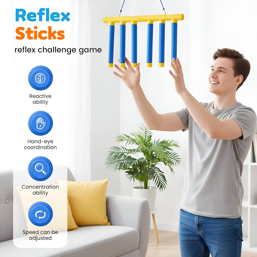 Kids Reflex Reaction Game Falling Stick Catch Trainer Hand Speed Challenge USB Rechargeable Indoor Game with Adjustable Speed Levels