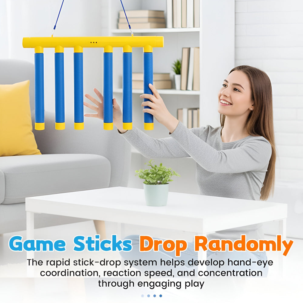 Kids Reflex Reaction Game Falling Stick Catch Trainer Hand Speed Challenge USB Rechargeable Indoor Game with Adjustable Speed Levels