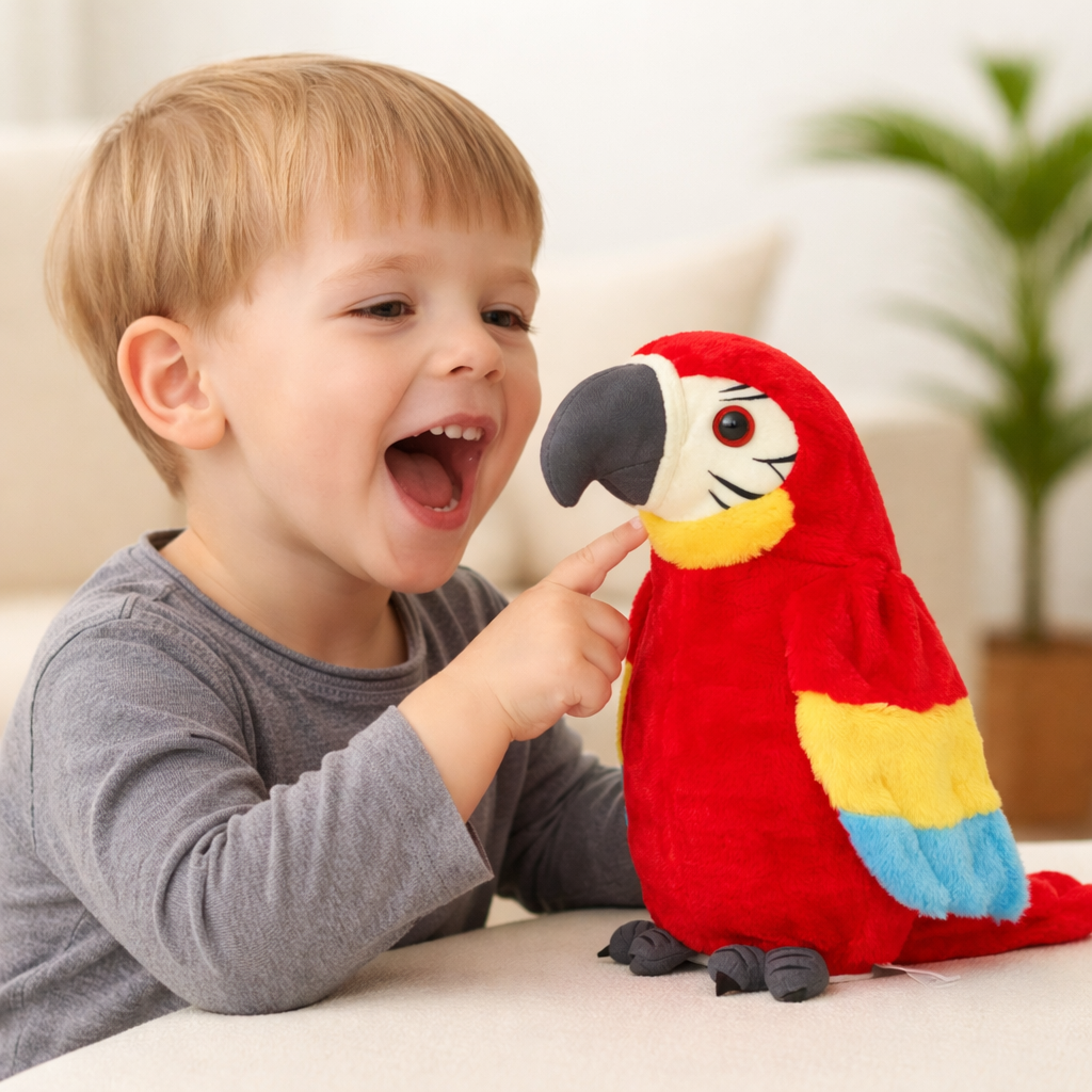 Interactive Talking Parrot Plush Toy Voice Repeat Stuffed Animal Speech Learning Toy for Kids Battery Operated