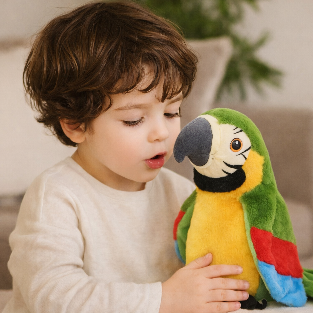 Interactive Talking Parrot Plush Toy Voice Repeat Stuffed Animal Speech Learning Toy for Kids Battery Operated