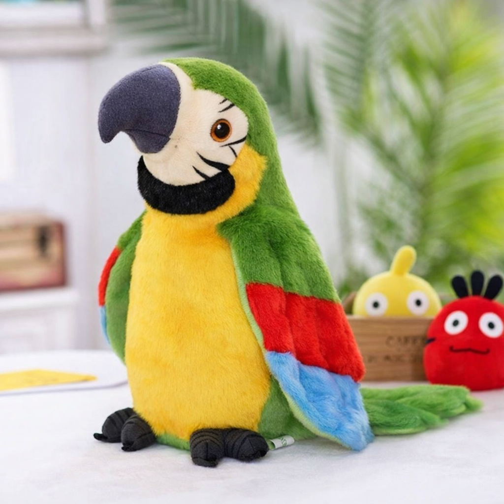 Interactive Talking Parrot Plush Toy Voice Repeat Stuffed Animal Speech Learning Toy for Kids Battery Operated