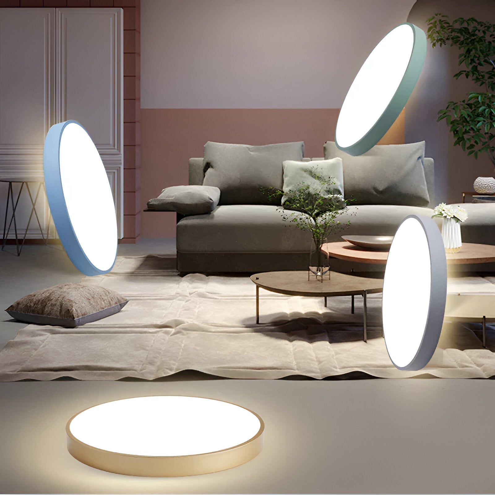 Modern Round Flush Mount Ceiling Light with Slim Frame