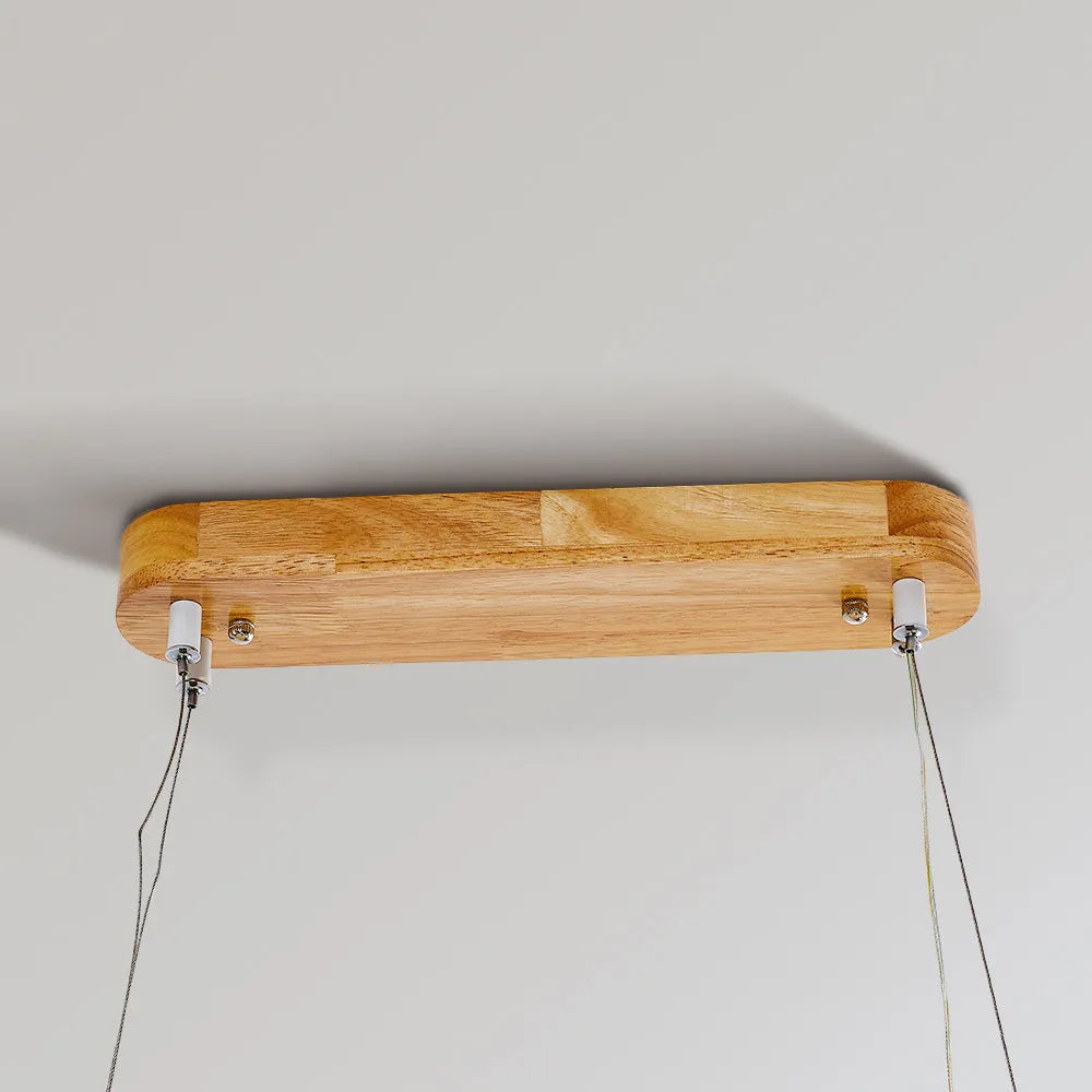 Contemporary Oval Wooden Pendant Light with Integrated Ring Diffuser