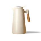 Thermal Coffee Carafe with Temperature Display Lid Double Wall Stainless Steel Insulated Jug with Wooden Handle Leakproof Thermos Pitcher