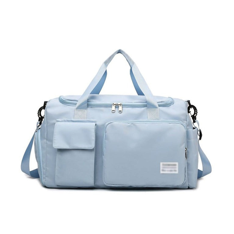 Sports Duffel Bag with Shoe Compartment Water-Repellent Oxford Fabric Travel Gym Bag with Multiple Pockets and Shoulder Strap