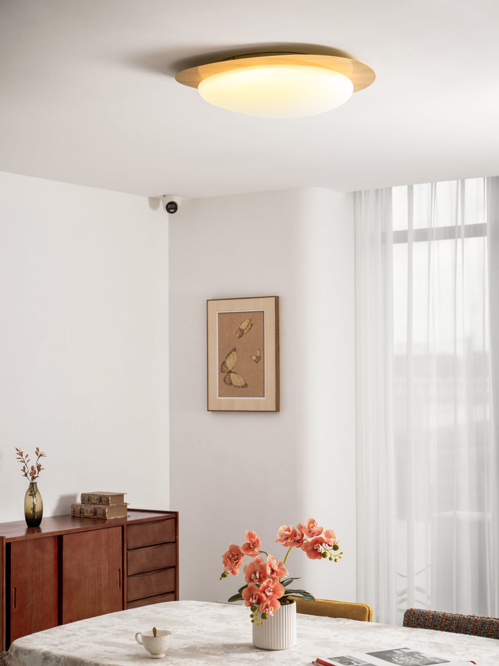 Modern Round Flush Mount Ceiling Light with Metal Rim