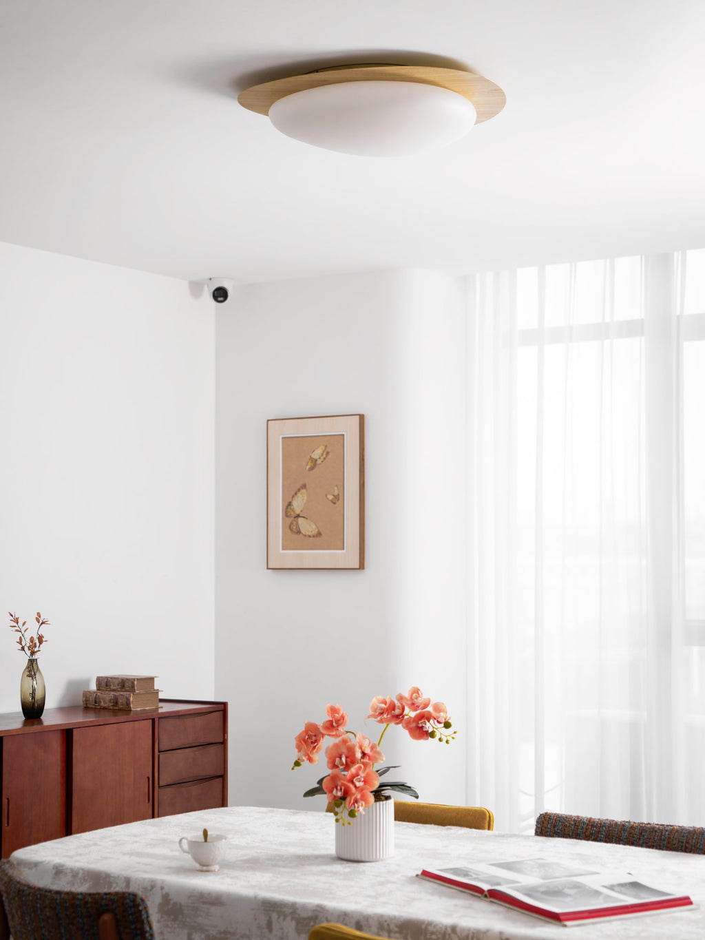 Modern Round Flush Mount Ceiling Light with Metal Rim
