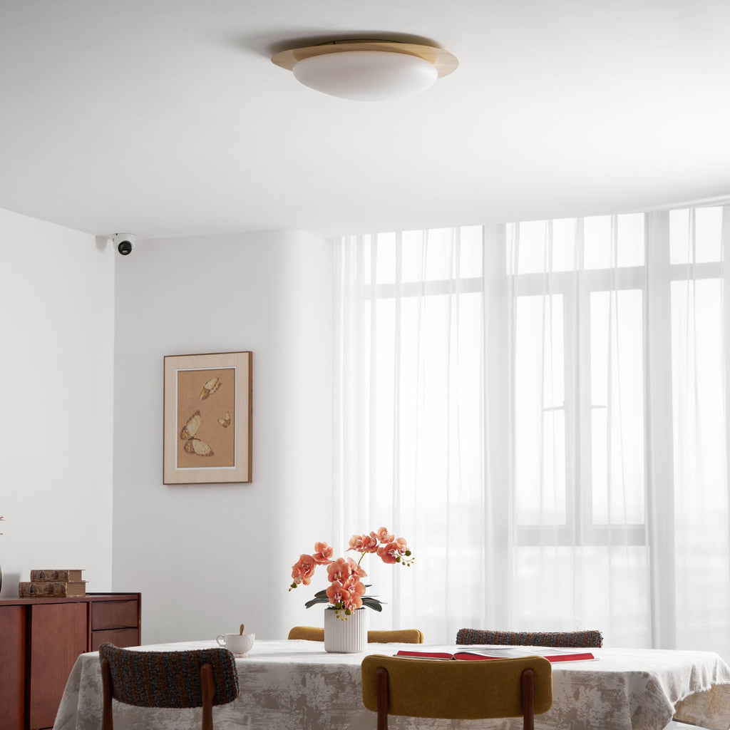 Modern Round Flush Mount Ceiling Light with Metal Rim