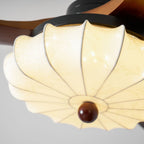 Lotus Shade Ceiling Fan in Walnut and Black with LED Light