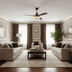 Lotus Shade Ceiling Fan in Walnut and Black with LED Light