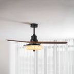 Lotus Shade Ceiling Fan in Walnut and Black with LED Light