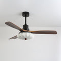 Lotus Shade Ceiling Fan in Walnut and Black with LED Light