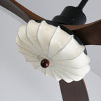 Lotus Shade Ceiling Fan in Walnut and Black with LED Light