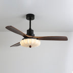 Lotus Shade Ceiling Fan in Walnut and Black with LED Light
