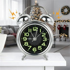 Loud Alarm Clock for Heavy Sleepers Retro Twin Bell Analog Alarm Clock Metal Case with Night Light Silent Quartz Non-Ticking