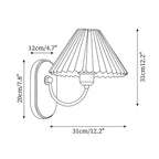 Pleated Shade Plug-In Wall Sconce with Wood Backplate and Brass Arm