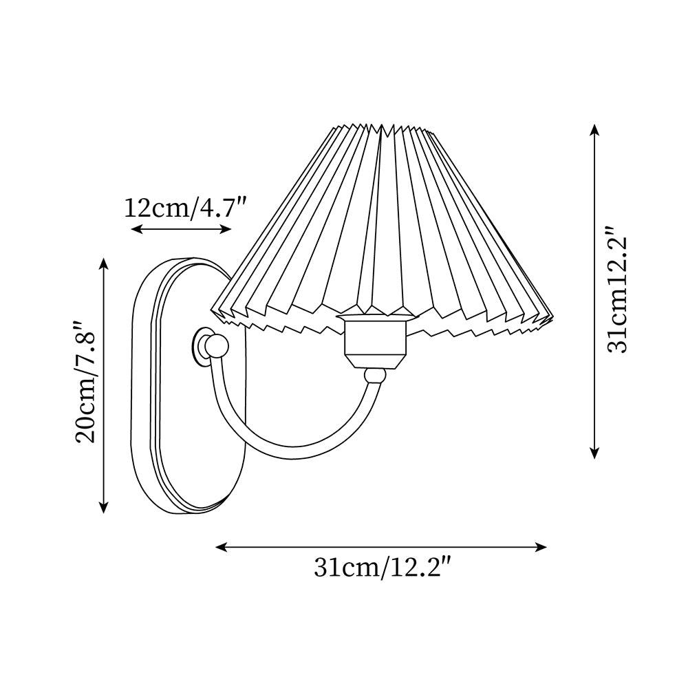 Pleated Shade Plug-In Wall Sconce with Wood Backplate and Brass Arm