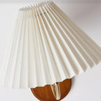 Pleated Shade Plug-In Wall Sconce with Wood Backplate and Brass Arm