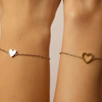 Heart Charm Bracelet Adjustable Stainless Steel Chain Matching Couple Bracelet Set Minimalist Friendship Jewelry for Women and Men