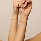 Heart Charm Bracelet Adjustable Stainless Steel Chain Matching Couple Bracelet Set Minimalist Friendship Jewelry for Women and Men
