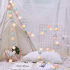 Cotton Ball String Lights LED Garland Fairy Lights USB or Battery Powered for Bedroom Nursery and Party Decor