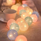 Cotton Ball String Lights LED Garland Fairy Lights USB or Battery Powered for Bedroom Nursery and Party Decor