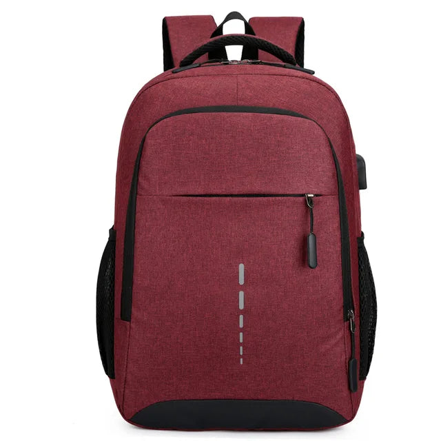 Waterproof Laptop Backpack with USB Charging Port Lightweight Men's Travel Backpack with Padded Laptop Compartment and Side Bottle Pockets