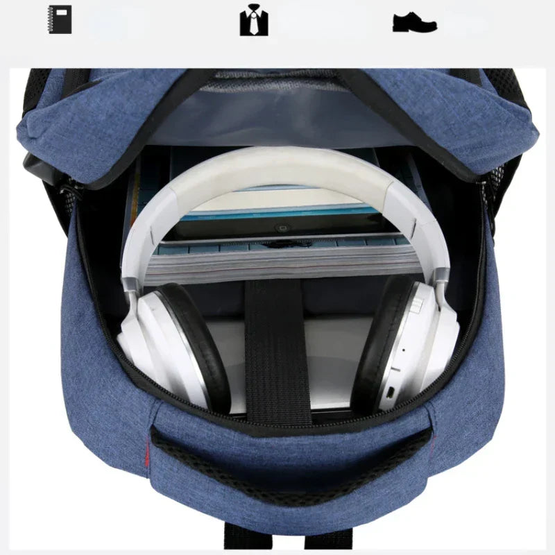 Waterproof Laptop Backpack with USB Charging Port Lightweight Men's Travel Backpack with Padded Laptop Compartment and Side Bottle Pockets