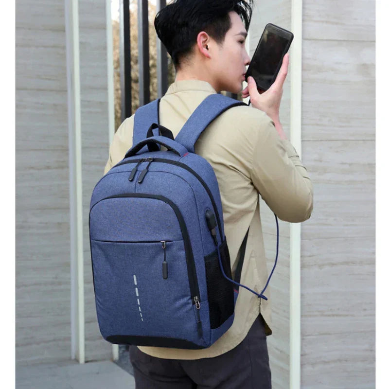 Waterproof Laptop Backpack with USB Charging Port Lightweight Men's Travel Backpack with Padded Laptop Compartment and Side Bottle Pockets