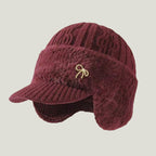 Winter Trapper Hat with Ear Flaps Knit Beanie Cap with Visor Fleece Lined Warm Cold Weather Hat for Men and Women