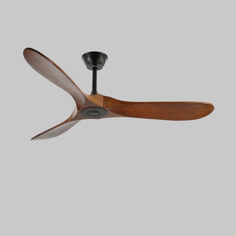 Walnut and Black Propeller Blade Ceiling Fan Light with Remote Control